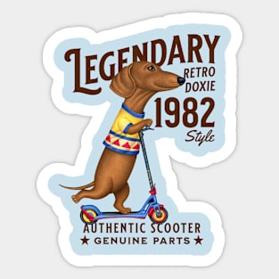 Dachshund Legendary Retro Scooter Sticker